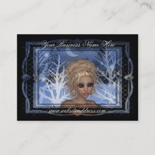 Nightime Winter Elf Fantasy Visitekaartje (Voorkant)