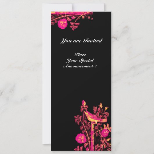 NIGHTINGALE AND ROSES MONOGRAM,Rood Zwart Champagn Kaart (Achterkant)