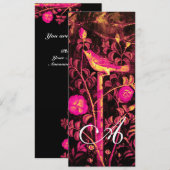 NIGHTINGALE AND ROSES MONOGRAM,Rood Zwart Champagn Kaart (Voorkant / Achterkant)