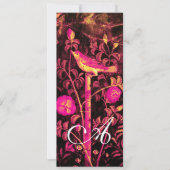 NIGHTINGALE AND ROSES MONOGRAM,Rood Zwart Champagn Kaart (Voorkant)