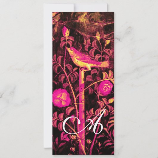 NIGHTINGALE AND ROSES MONOGRAM,Rood Zwart Champagn Kaart (Voorkant)