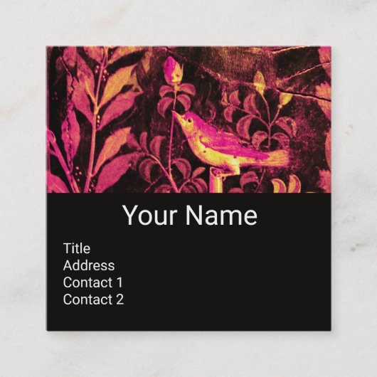 NIGHTINGALE EN ROZEN MONOGRAM Pink Black Floral Vierkante Visitekaartje (Voorkant)