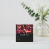 NIGHTINGALE EN ROZEN MONOGRAM Pink Black Floral Vierkante Visitekaartje (Staand voorkant)