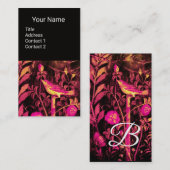 NIGHTINGALE EN ROZEN MONOGRAM Pink Black Floral Visitekaartje (Voorkant / Achterkant)