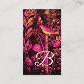 NIGHTINGALE EN ROZEN MONOGRAM Pink Black Floral Visitekaartje (Achterkant)
