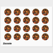 NIGHTINGALE MET ROZEN MONOGRAM Red Yellow Black Ronde Sticker (Vel)