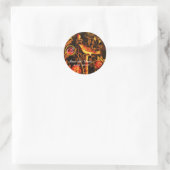NIGHTINGALE MET ROZEN MONOGRAM Red Yellow Black Ronde Sticker (Tas)