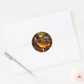 NIGHTINGALE MET ROZEN MONOGRAM Red Yellow Black Ronde Sticker (Envelop)
