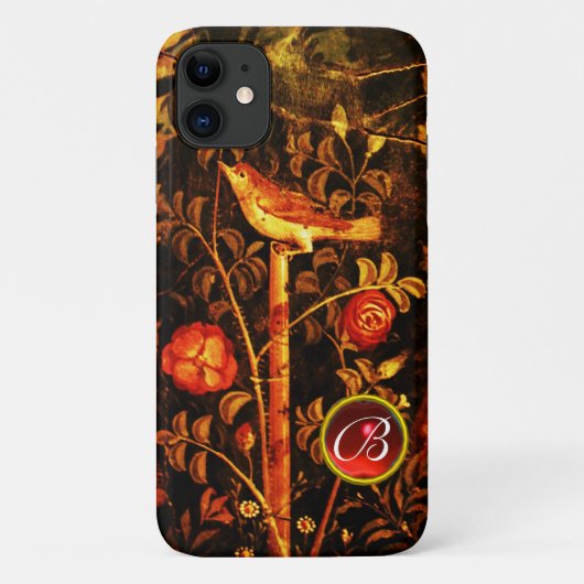 NIGHTINGALE MET ROZEN MONOGRAM, rood zwart geel Case-Mate iPhone Case (Achterkant)