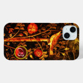 NIGHTINGALE MET ROZEN MONOGRAM, rood zwart geel Case-Mate iPhone Case (Achterkant (horizontaal))