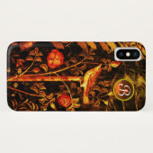 NIGHTINGALE MET ROZEN MONOGRAM, rood zwart geel Case-Mate iPhone Case (Achterkant (horizontaal))