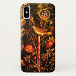 NIGHTINGALE MET ROZEN MONOGRAM, rood zwart geel iPhone X Hoesje