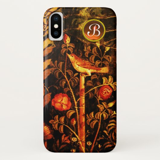 NIGHTINGALE MET ROZEN MONOGRAM, rood zwart geel Case-Mate iPhone Case (Achterkant)