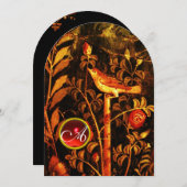 NIGHTINGALE MET ROZEN MONOGRAM, rood zwart geel Kaart (Voorkant / Achterkant)