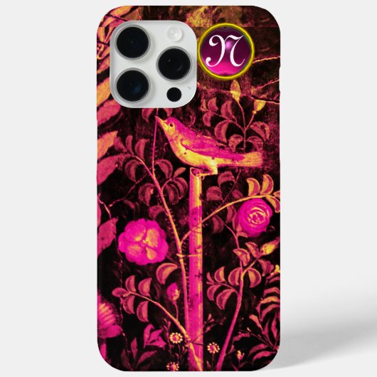 NIGHTINGALE MET ROZEN MONOGRAM, roze zwart geel Case-Mate iPhone Case (Achterkant)
