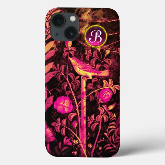 NIGHTINGALE MET ROZEN MONOGRAM, roze zwart geel Case-Mate iPhone Case (Achterkant)