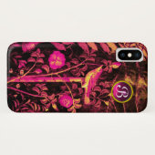 NIGHTINGALE MET ROZEN MONOGRAM, roze zwart geel Case-Mate iPhone Case (Achterkant (horizontaal))