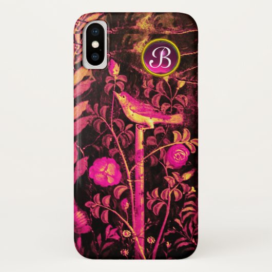 NIGHTINGALE MET ROZEN MONOGRAM, roze zwart geel Case-Mate iPhone Case (Achterkant)