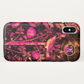 NIGHTINGALE MET ROZEN MONOGRAM, roze zwart geel Case-Mate iPhone Case (Achterkant (horizontaal))