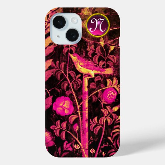 NIGHTINGALE MET ROZEN MONOGRAM, roze zwart geel Case-Mate iPhone Case (Achterkant)
