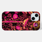 NIGHTINGALE MET ROZEN MONOGRAM, roze zwart geel Case-Mate iPhone Case (Achterkant (horizontaal))