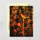 NIGHTINGALE MET ROZEN, rood zwart geel Briefkaart (Voorkant / Achterkant)