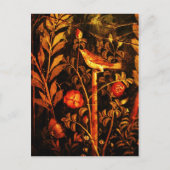 NIGHTINGALE MET ROZEN, rood zwart geel Briefkaart (Voorkant)