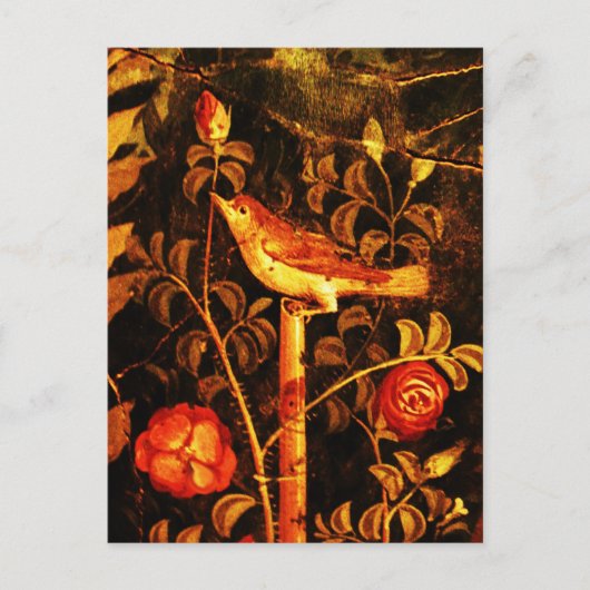 NIGHTINGALE MET ROZEN, rood zwart geel Briefkaart (Voorkant)