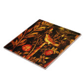 NIGHTINGALE MET ROZEN, Rood Zwart Geel Pompeii Tegeltje (Zijkant)