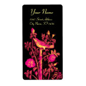 NIGHTINGALE MET ROZEN, Roze Fuchsia Black Yellow Etiket (Voorkant)