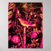 NIGHTINGALE MET ROZEN, Roze Fuchsia Black Yellow Poster (Voorkant)