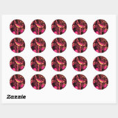NIGHTINGALE MET ROZEN Roze Fuchsia Yellow Black Ronde Sticker (Vel)