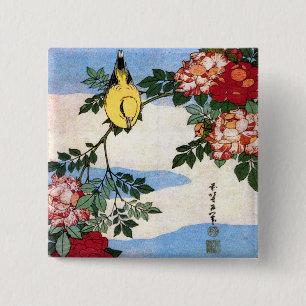 Nightingale & Rozen Hokusai Vierkante Button 5,1 Cm