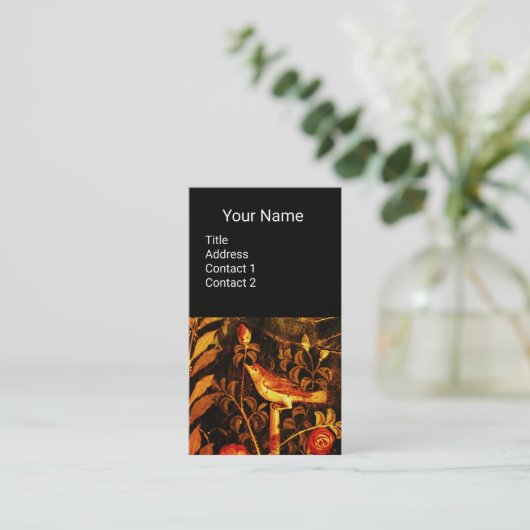 NIGHTINGALE, ROZEN MONOGRAM Red Yellow Black Flora Visitekaartje (Staand voorkant)