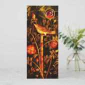 NIGHTINGALE ROZEN MONOGRAM, Rood Zwart Geel Bloemm Kaart (Staand voorkant)