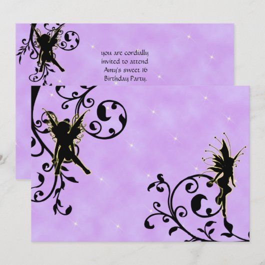 Nightlight Fairy Fantasy Birthday Invitation Kaart (Voorkant / Achterkant)