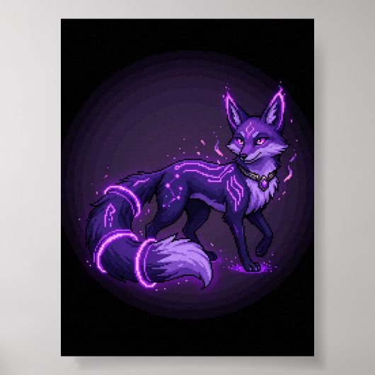 Nightlumen Violet Fox Spirit Fantasy Canvas Poster (Voorkant)