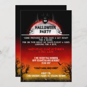 Nightmare Bat Halloween Invitations (Sunset) Kaart (Voorkant / Achterkant)