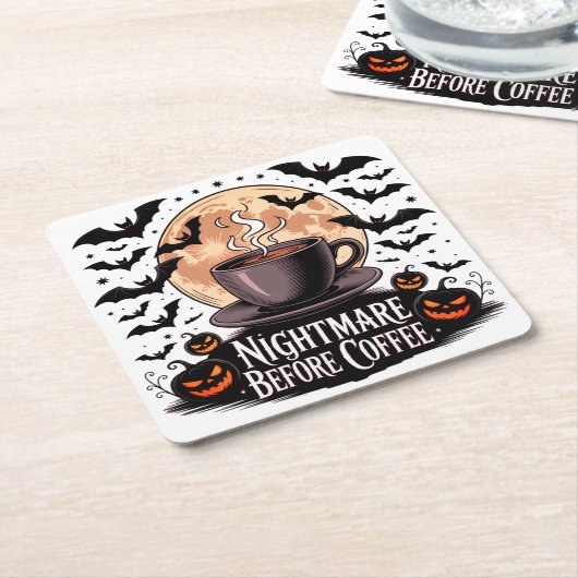 Nightmare Before Coffee Halloween Kartonnen Onderzetters (Schuin)