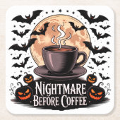 Nightmare Before Coffee Halloween Kartonnen Onderzetters (Voorkant)