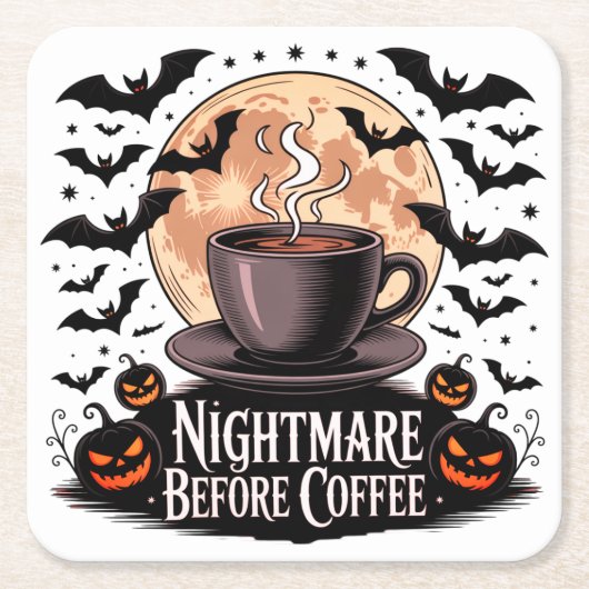 Nightmare Before Coffee Halloween Kartonnen Onderzetters (Voorkant)