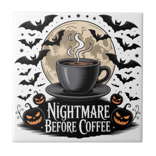 Nightmare Before Coffee Halloween Tegeltje (Voorkant)