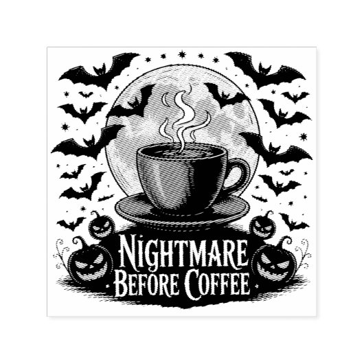 Nightmare Before Coffee Halloween Zelfinktende Stempel (Design)