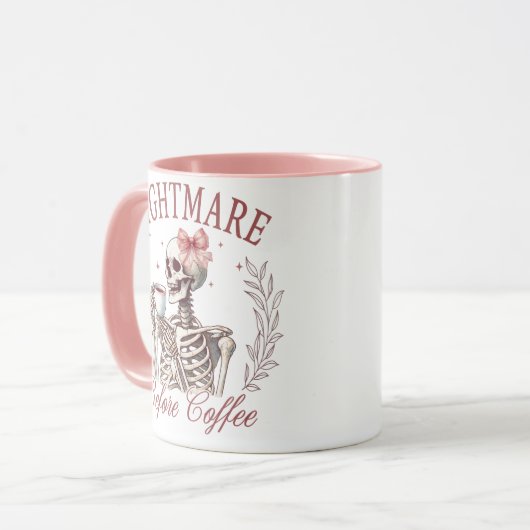Nightmare Before Coffee Skeleton Mok – Funny Coffe (Voorkant links)