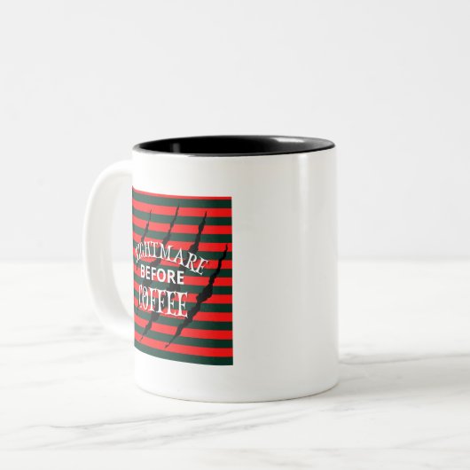 Nightmare Before Coffee Tweekleurige Koffiemok (Voorkant links)