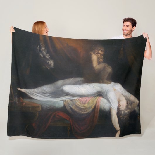Nightmare beroemd gemaakt door Henry Fuseli Gothic Fleece Deken (In situ)