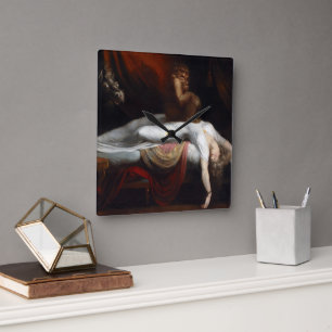 Nightmare beroemd gemaakt door Henry Fuseli Gothic Vierkante Klok