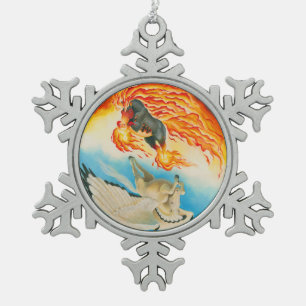 Nightmare en Mesa Pegasus Yin Yang Tin Sneeuwvlok Ornament