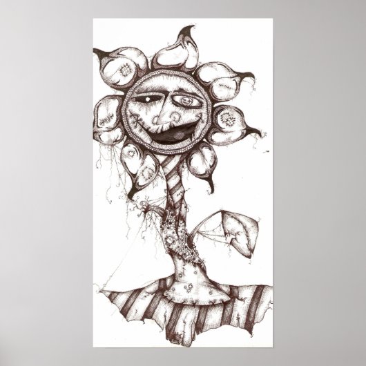 Nightmare Flower Pen & Ink Canvas print (Voorkant)