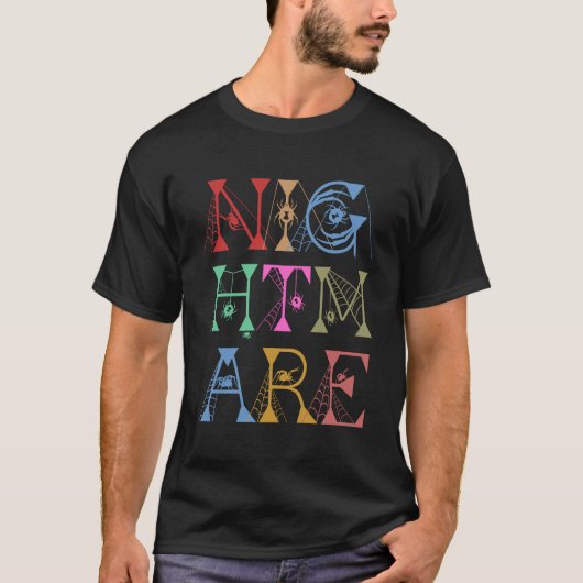 Nightmare Halloween Colorful Text T-shirt (Voorkant)